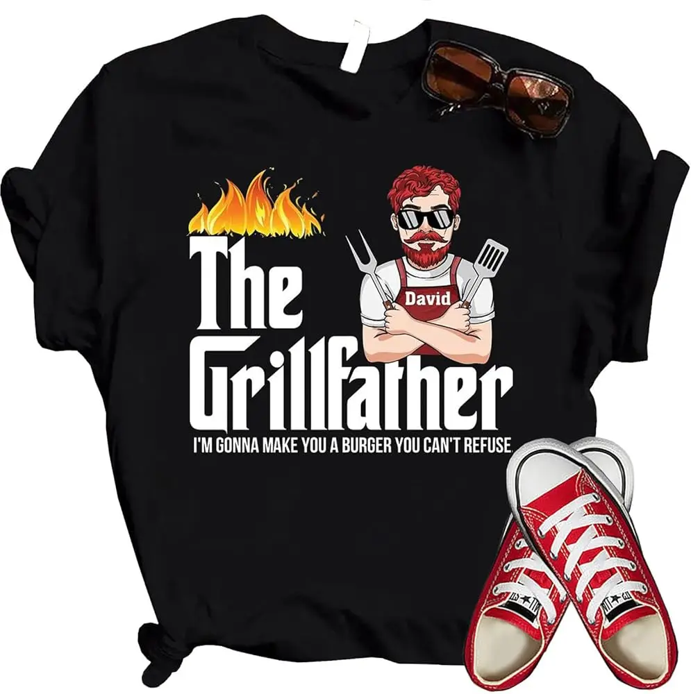 The Grillfather T-Shirt, I'm Gonna Make You A Burger You Can't Refuse Shirt, New Dad Shirt, Father's Day Shirt