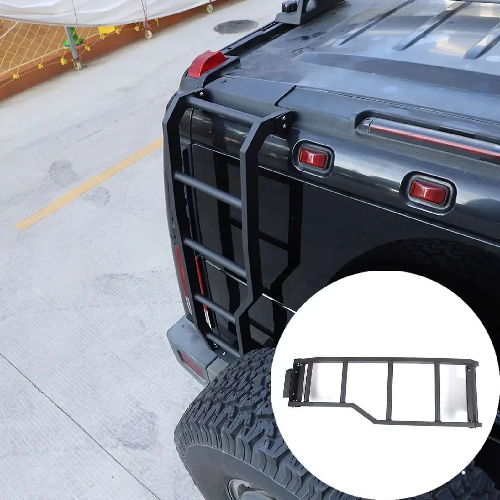 Back Rear Roof Ladder Tailgate Driver Climbing Side Rack Basket for Hummer H2 2003-2009custom