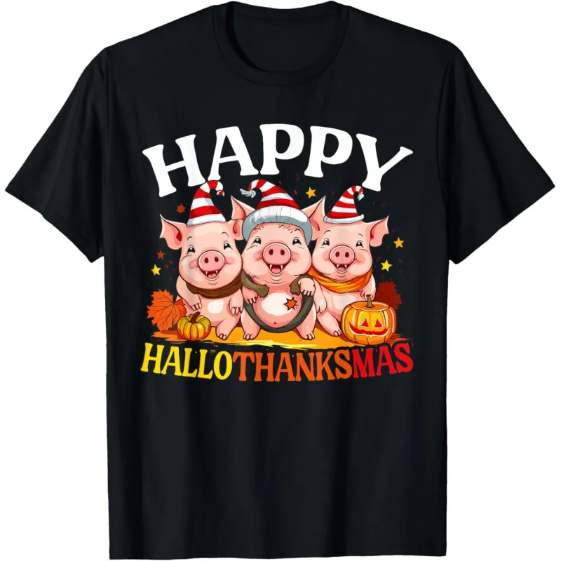 Happy Hallothanksmas Halloween Thanksgiving Christmas T-Shirt