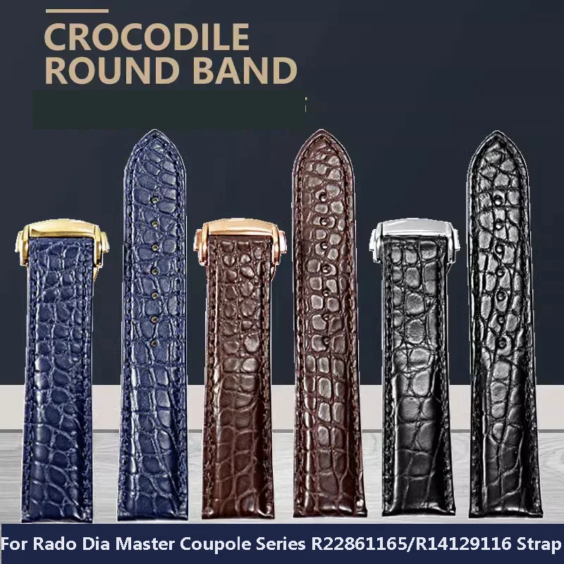 High Quality Crocodile Skin Watchband For Rado Dia Master Coupole Series R22861165 R14129116 Watch Strap Men Women Bracelet 19mm