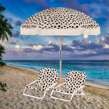2025 New Australia and New Zealand with fringed wooden pole beach umbrella famous classic retro outdoor parasol