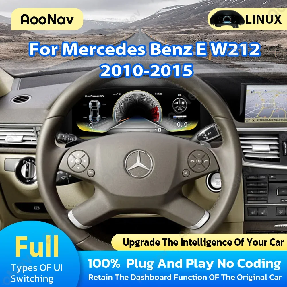 

Автомобильный цифровой кластер с ЖК-дисплеем 12,3 дюйма для Mercedes Benz E W212 2010-2015, Оригинальные стерео ЖК-стерео виртуальные спидометры, приборная панель, плеер