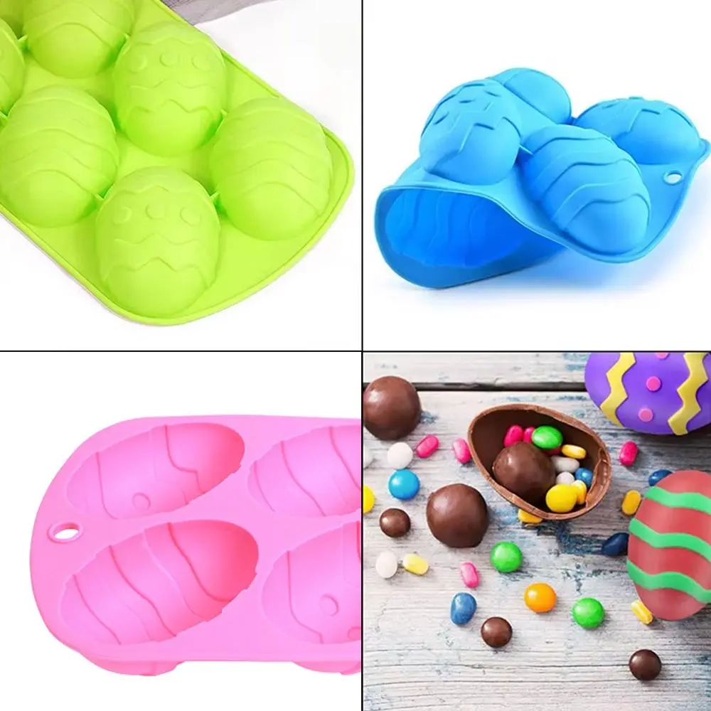 DIY Egg Shape Easter Egg Mold 6 Cavities Baking Tool Silicone Mold Handmade Chocolate Tray Easter