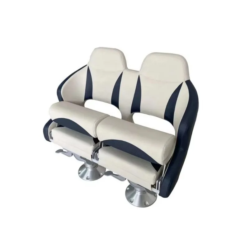 2 Person Double Flip Back Seat Waterproof Flip Up Captain Seat Marine Folding 2-Seater Bench Seat For Boats Yacht