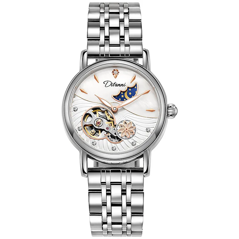 Women's Multifunction Mechanical Watch with Steel Band