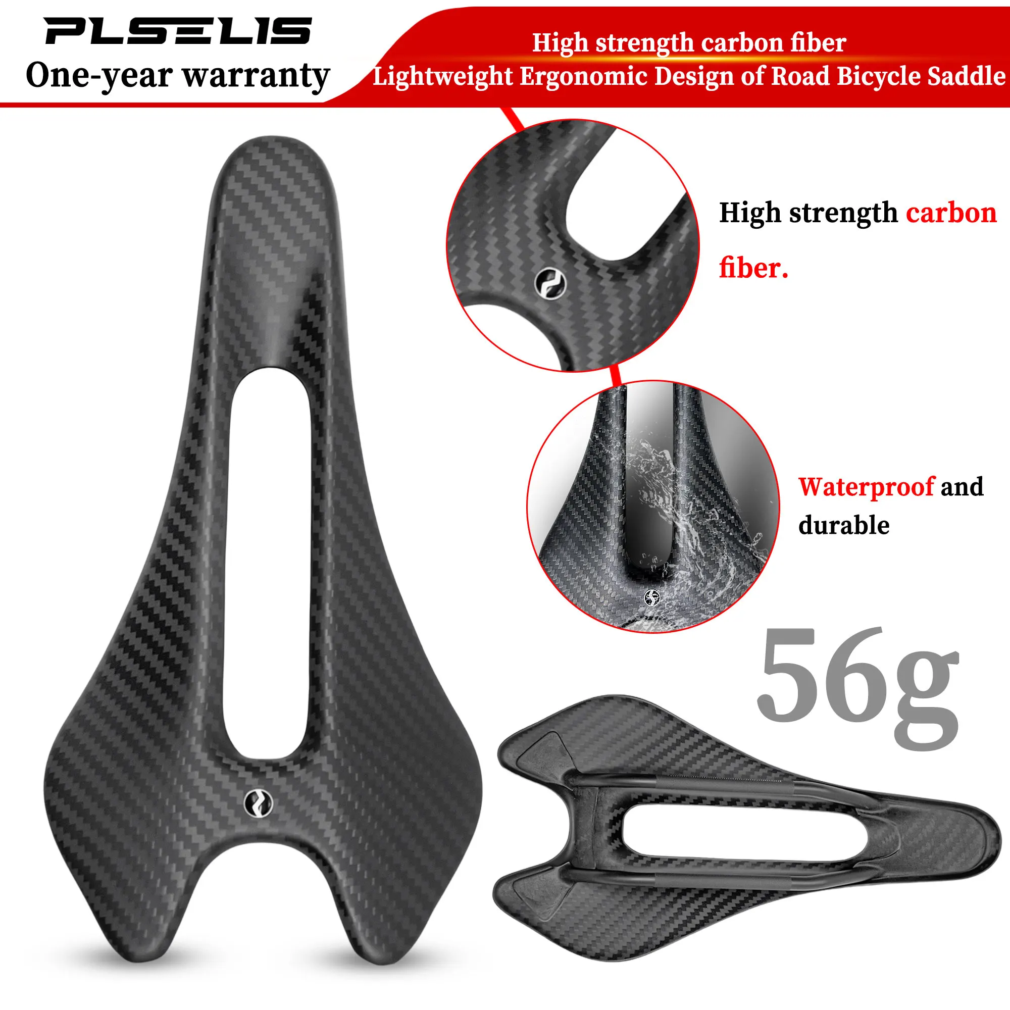 

PLSELIS new road car high-end carbon fiber lightweight short nose breathable hollow hot selling Q elastic comfortable saddle3005