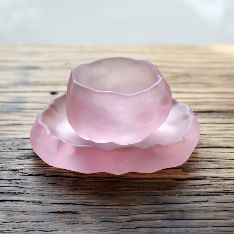 Seven pink cups with handmade glass Japanese-style first snow master cup pink tea cups Kung Fu cups