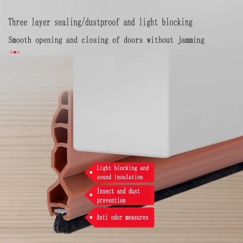 1M Door Bottom Brush Seal Strip Insectproof Door Bottom Seal Strips Self-Adhesive Door Stopper Brush Seal Strip Home Hardware