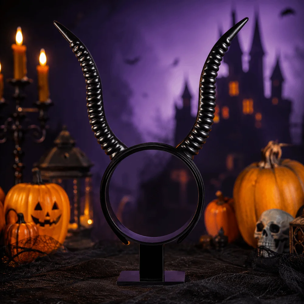 Gothic Demon Horns Headwear Cosplay Dark Style Halloween Devil Headband Headdress Decorative Cow Horn Hair Hoop Halloween Party 4