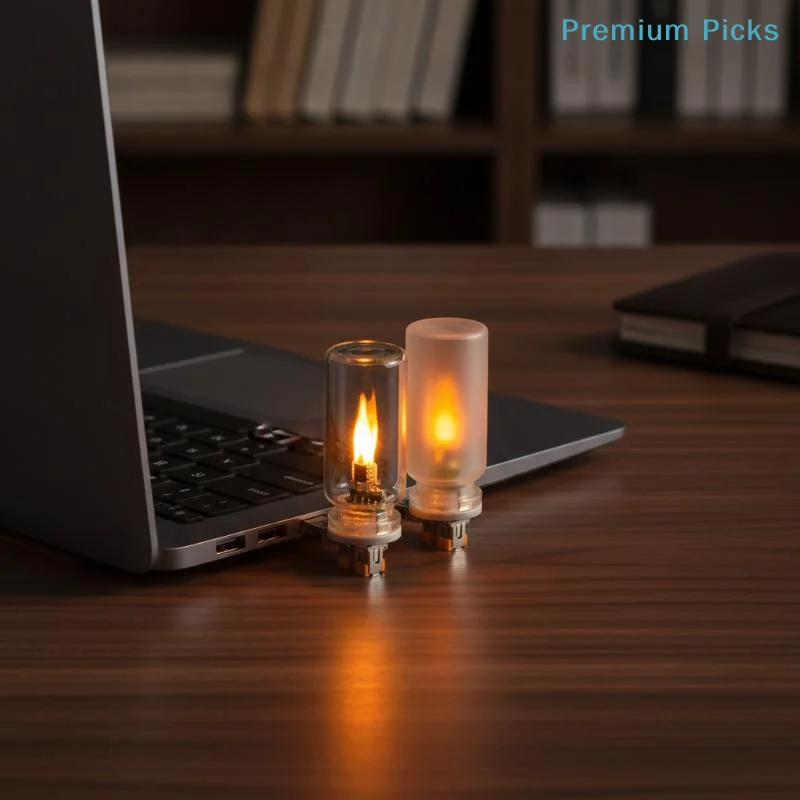 portableUSB Flickering Flame LED Candle Night Light Frosted Glass Cover Energy Saving for Bedroom Home Party Decor