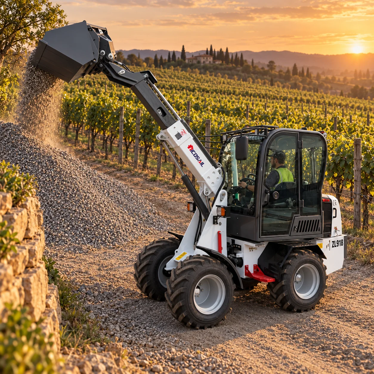 ZL918 Small Telescopic Wheel Loader 0.4m3 Bucket 30 Degree Gradeability Diesel Loader for Uneven Ground and Farm Work