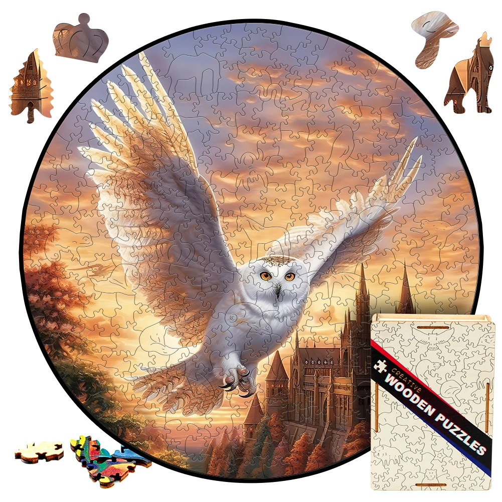 Witte Uil Houten Puzzel Speelgoed Hout Puzzels Voor Volwassenen En Kinderen Spel Dieren Magie Ronde Puzzel Geheime Doos Gepersonaliseerde Cadeau