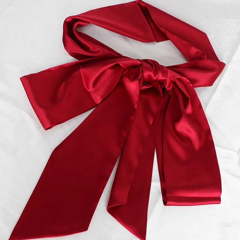 2025 New Red White Blue Satin Silk Wide Belt Women Long 250cm Cummerbund Japanese Obi Lace Waistbands Corset Fabric Collocation
