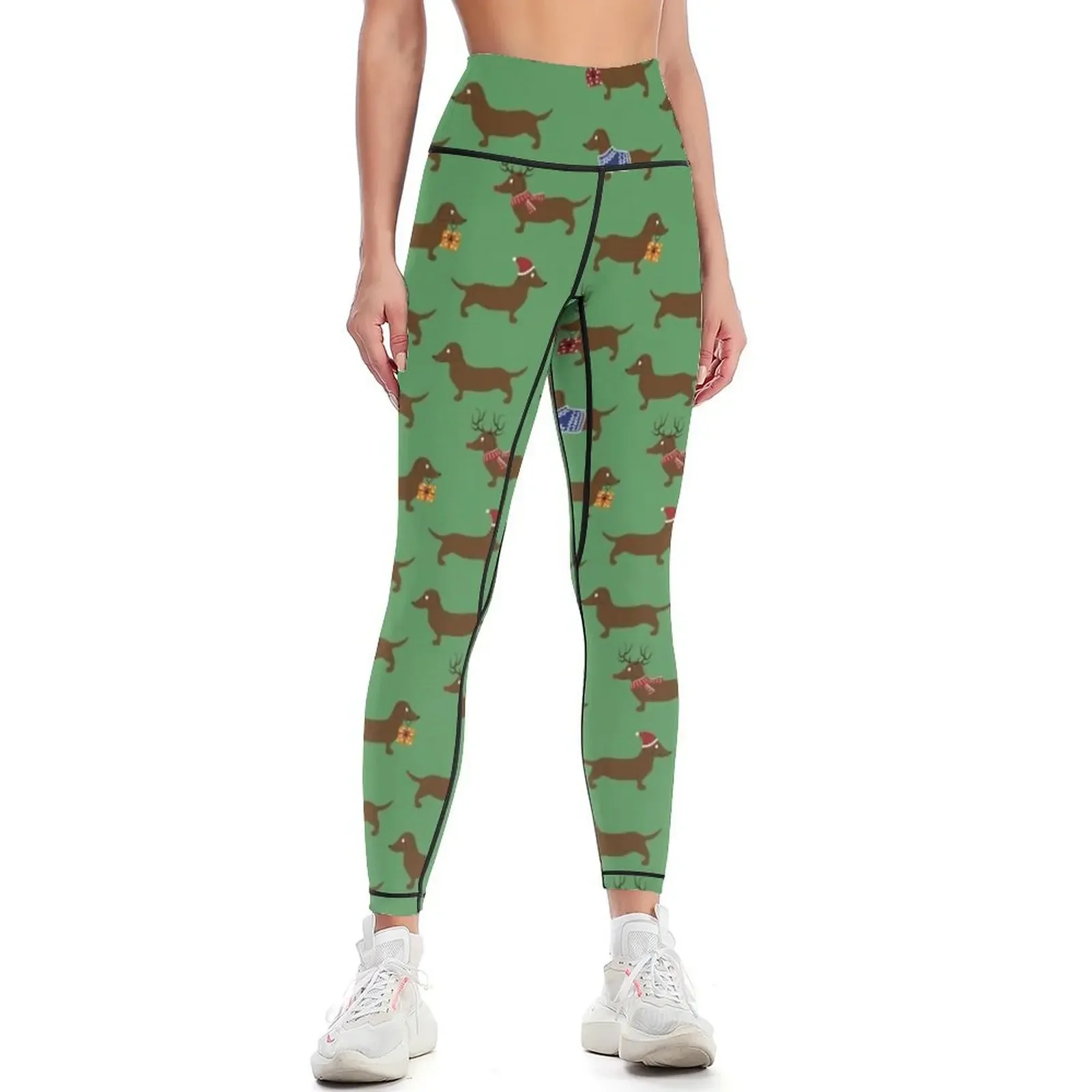 

Dachshund at Christmas Leggings jogging pants gym pants Women's trousers push up fitness Womens Leggings