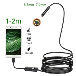 5.5 7mm 3 w 1 aparat endoskopowy do telefonu komórkowego Tpye-c Micro USB boroskop Mini kamera kamera inspekcyjna do rur spustowych