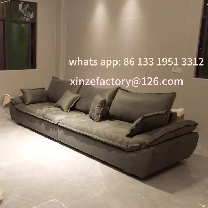 

Customizable living room small apartment straight row three people minimalist latex technology cloth