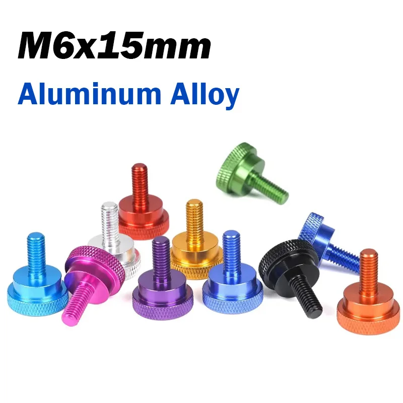 Colorful Aluminum Thumb Screw M6 L 15mm Aluminum Knurled Head Staniless Steel Thread Hand Tighten Thumb ScrewsDIY Modification