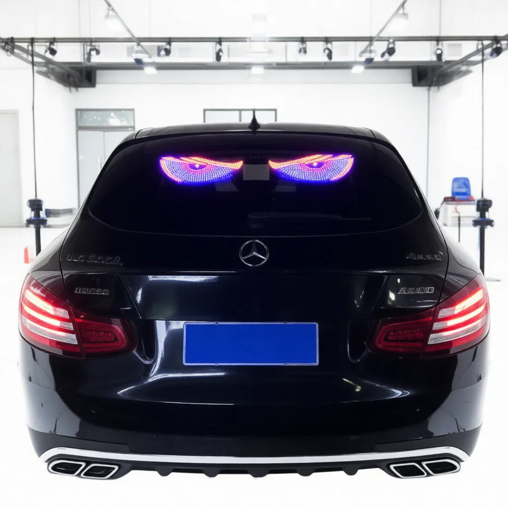 Car Interior Atmosphere Lamp LED Demon Eye Dynamic Display Screen USB Powered Universal Decorative Light For Vehicle Windows