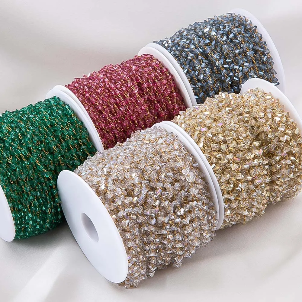 1Meter Stainless Steel Irregular Clear Beads Chain Grave Stone Bead Chain for DIY Necklaces Bracelets Jewelry Making Accessories view 5