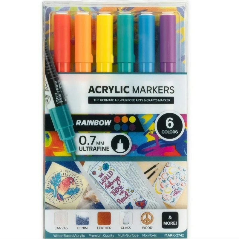 

6 Piece Acrylic .7mm Rainbow Markers