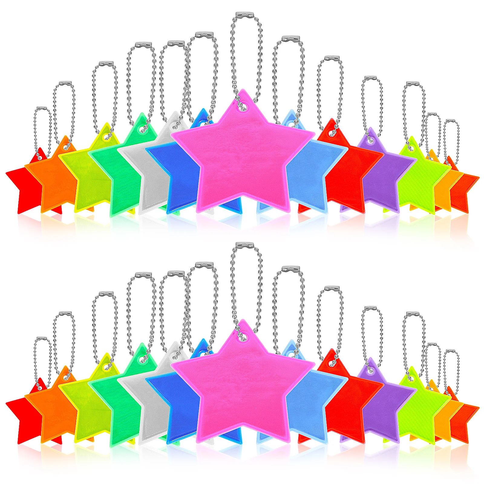 26Pcs Star Reflector Pendants Safety Reflective Charms for Backpacks Keys Clothes Night Outdoor Safety Reflectors
