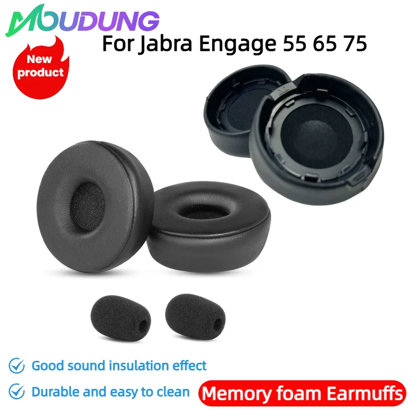 

MOUDUNG Ear Pads With buckle For Jabra Engage 55 65 75 Headphones Replacement Soft Foam Cushion Sponge Pad Leather Earmuffs