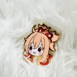 Naganohara Yoimiya Genshin Impact kirsite enamel pin (Has texture paint) Comes with original design back card