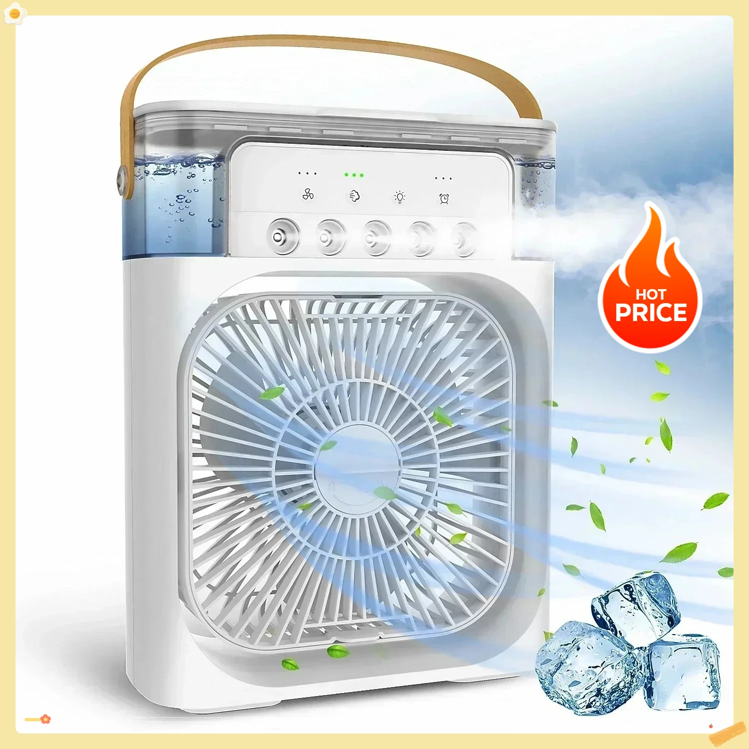 2025, ventilador humidificador portátil, aire acondicionado, ventilador eléctrico USB, luz LED nocturna, niebla de agua, diversión, humidificador enfriador de aire 3 en 1 para