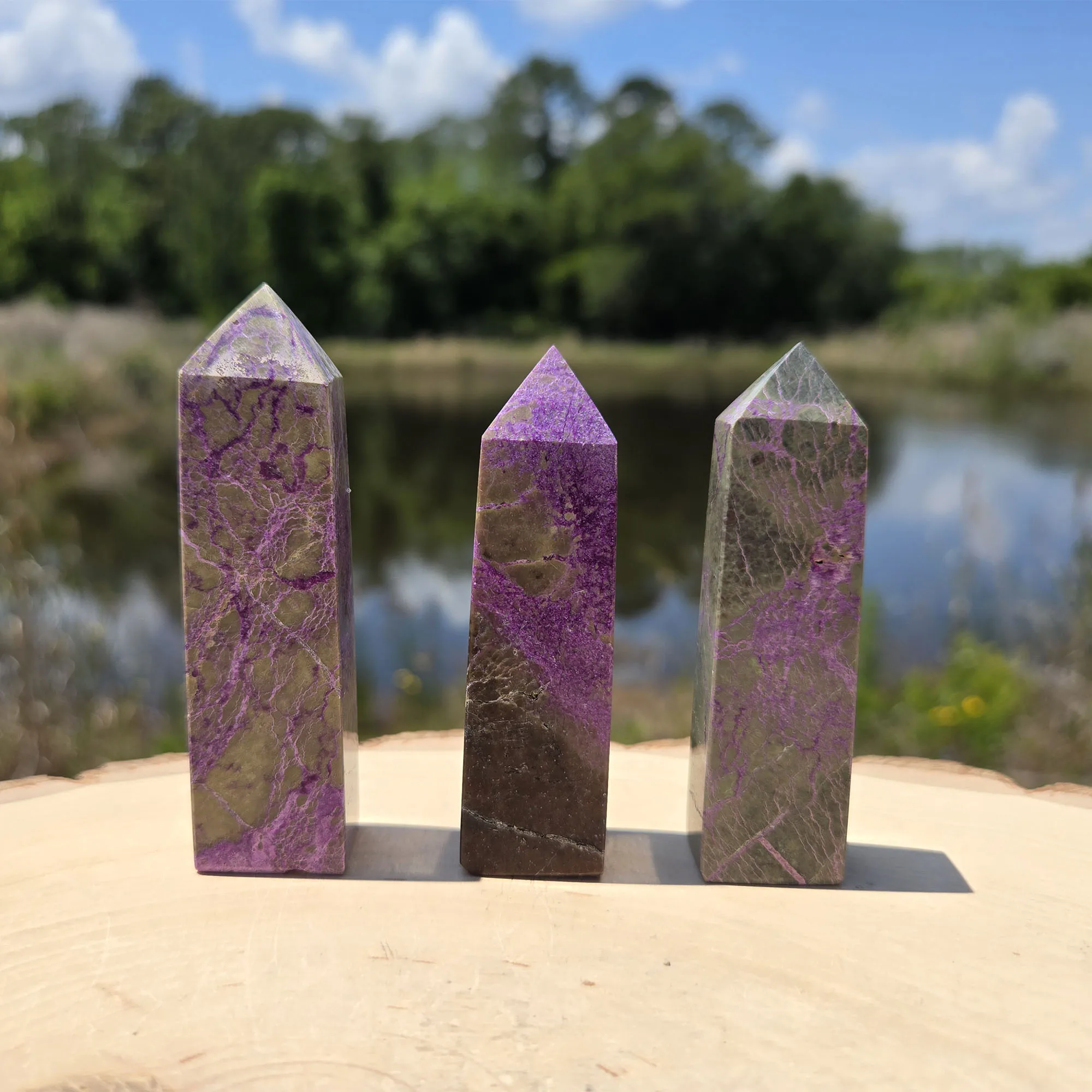 1pc Tasmania Stichtite Point - Purple & Brown Hexagonal Tower, Beautiful Atlantisite Combination, Nice Bohemian Style Home Decor