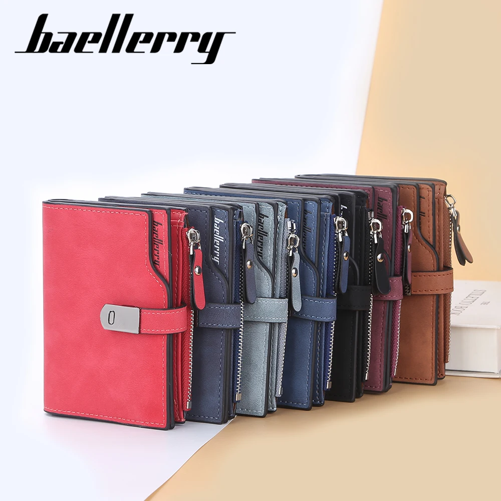 Baellerry Magnetic Buckle Women Wallets New Short Card Holder Simple Female Purse Zipper Coin Pocket Brand Wallet For Girls