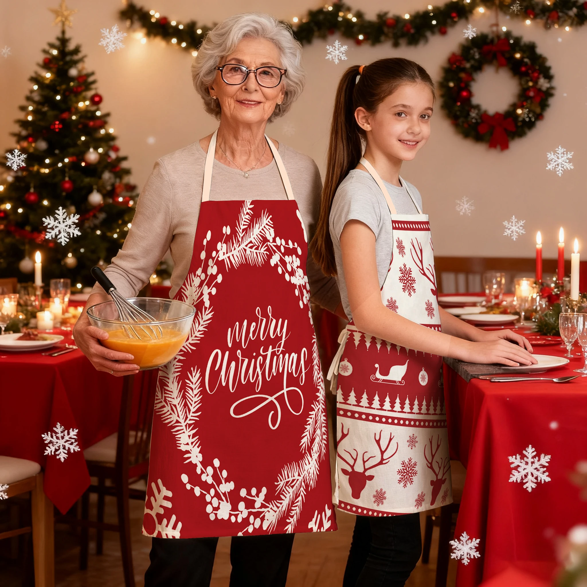 

Рождественский тематический фартук для развлечения, время выпечки, кухонные фартуки против загрязнения и грязи для мужчин и женщин