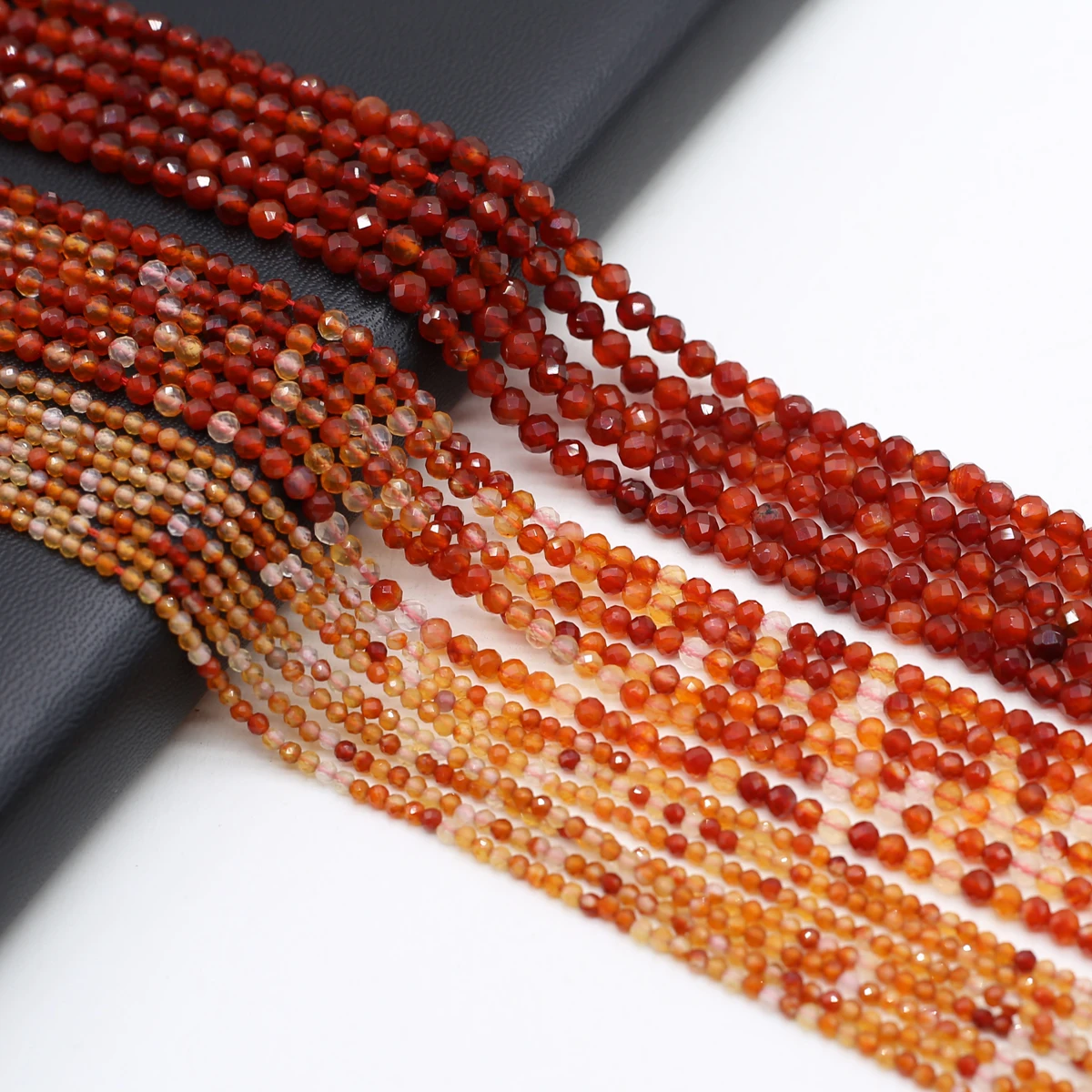 Natural Sone Faceted Red Carnelian Small Beads Round Agate Loose Beads for Jewelry Making DIY Necklace Bracelets Earring 14''