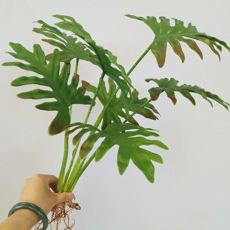 32 "große Gefälschte Pflanzen Tropical Monstera Künstliche Palme Kunststoff Blatt Wasser Anlage für Büro Schreibtisch Home Garten Grün decor – Detail 8