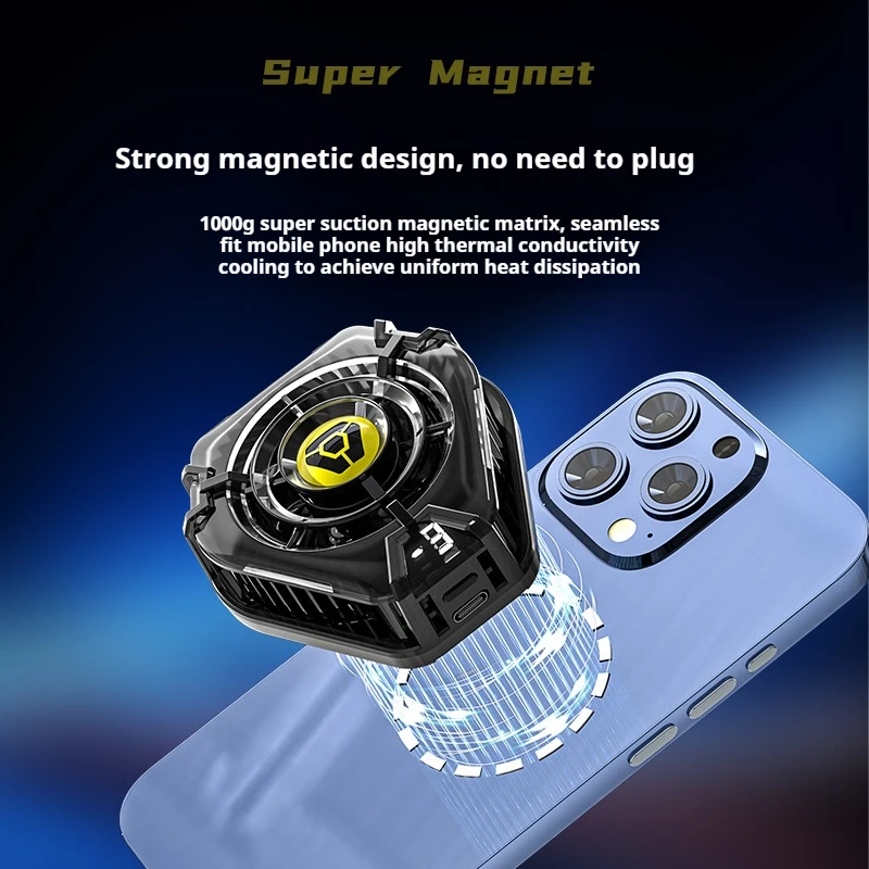 Mobile Phone Radiator Magnetic Digital Display Semiconductor Wireless Charging Cooling Cooling Back Clip Mobile Game Radiator