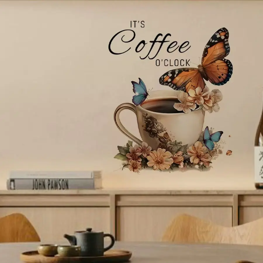 IT's Coffee O'Clock Creative PVC Stickers for Coffee Shop Office Leisure Area Living Room Background Decoration AA460 view 4