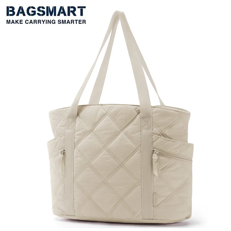 

BAGSMART Women's Tote Bag Large Travel Quilted Handbag 15.6 Laptop Briefcase Outdoor Business Carrying Bag College Shoulder Bag