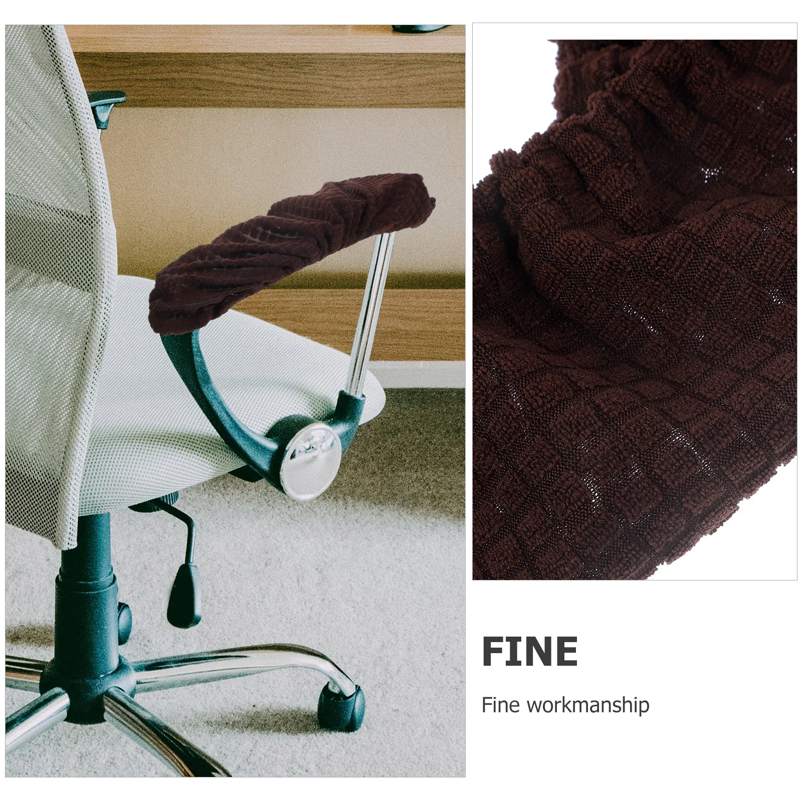 

Office Chair Armrest Covers Protective Gloves Deep Brown Polyester Material Removable Elastic Design Universal Fit Arm