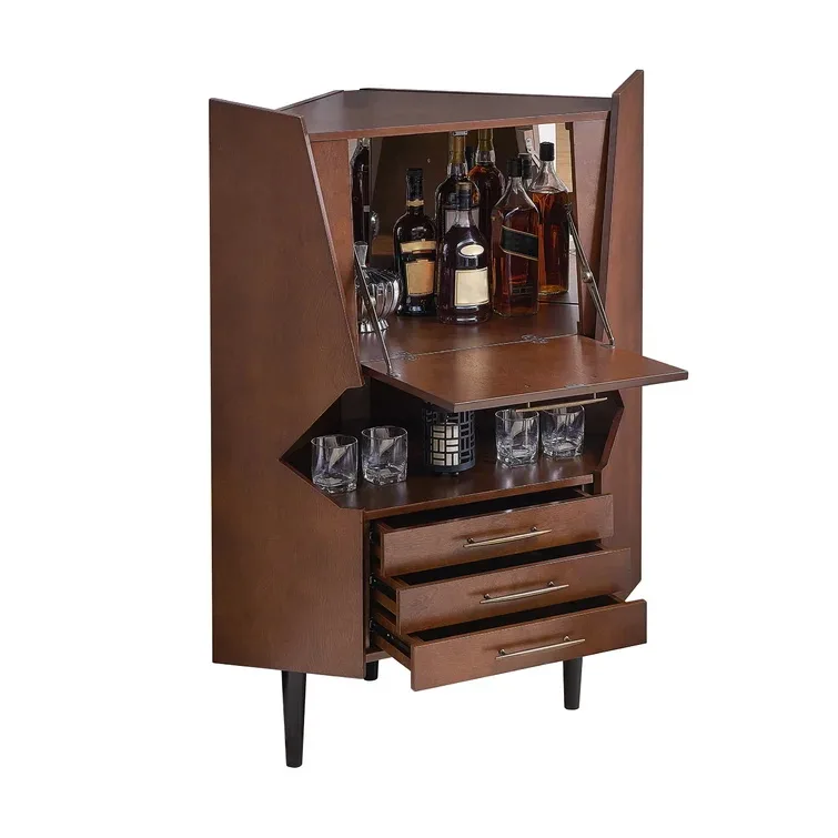 Wine Home Wooden Modern Living Room Furniture Luxury Hose Coffee Wooden Counter Display Baijiu and Corner Bar Cabinet