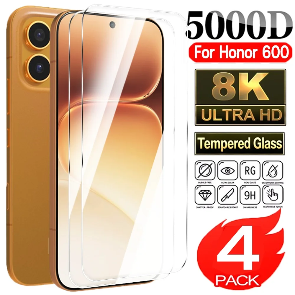 Paquete de 1-4 Protectores de Pantalla de Vidrio Templado 9H para Honor 600/600 Pro/600 Lite, HD Transparente, Compatible con Fundas, Anti-rayones