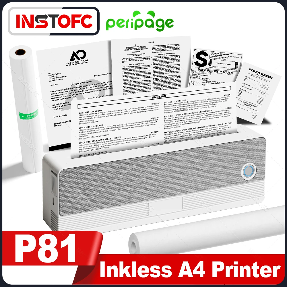 Peripage A40 Mini impresora térmica portátil A4 Bluetooth inalámbrico móvil tatuaje documento PDF foto oficina máquina con papeles