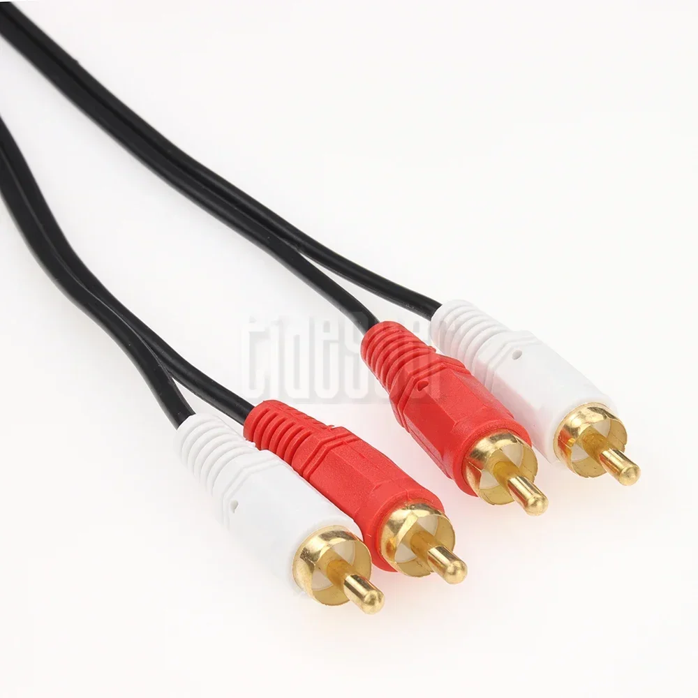 200pcs 1.5m Double RCA Male to 2 RCA Male Connector Cable Stereo Audio Extension AV Cord Wire for DVD TV CD Sound Amplifier