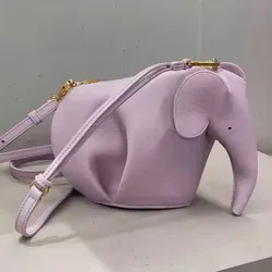 2024 Populaar Color Lavender Elephant Bag Genuine Leather Handmade Animal Shaped Purple Purse Crossbody Purple Customized