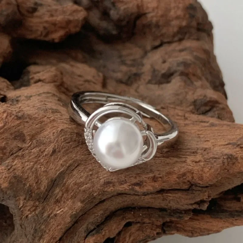 Silver Color Pearl Ring For Women Love Heart Aesthetic Exquisite Jewelry Office Party Gift Dropship Wholesale