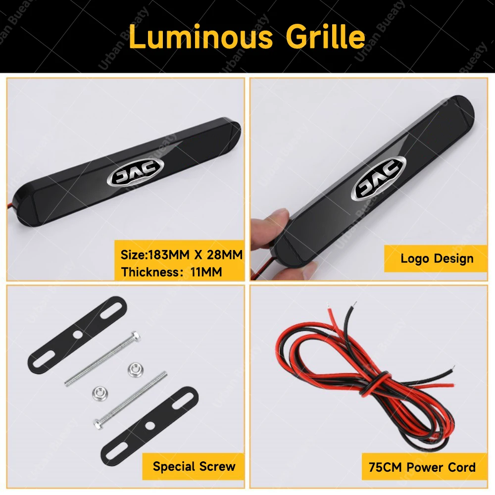 12V Car External Front Grille Trim Emblem Luminous LED Lights Badge For JAC S1 S2 S3 S4 S5 S7 T6 T8 Refine M6 Jiayue A5 X4 JS4