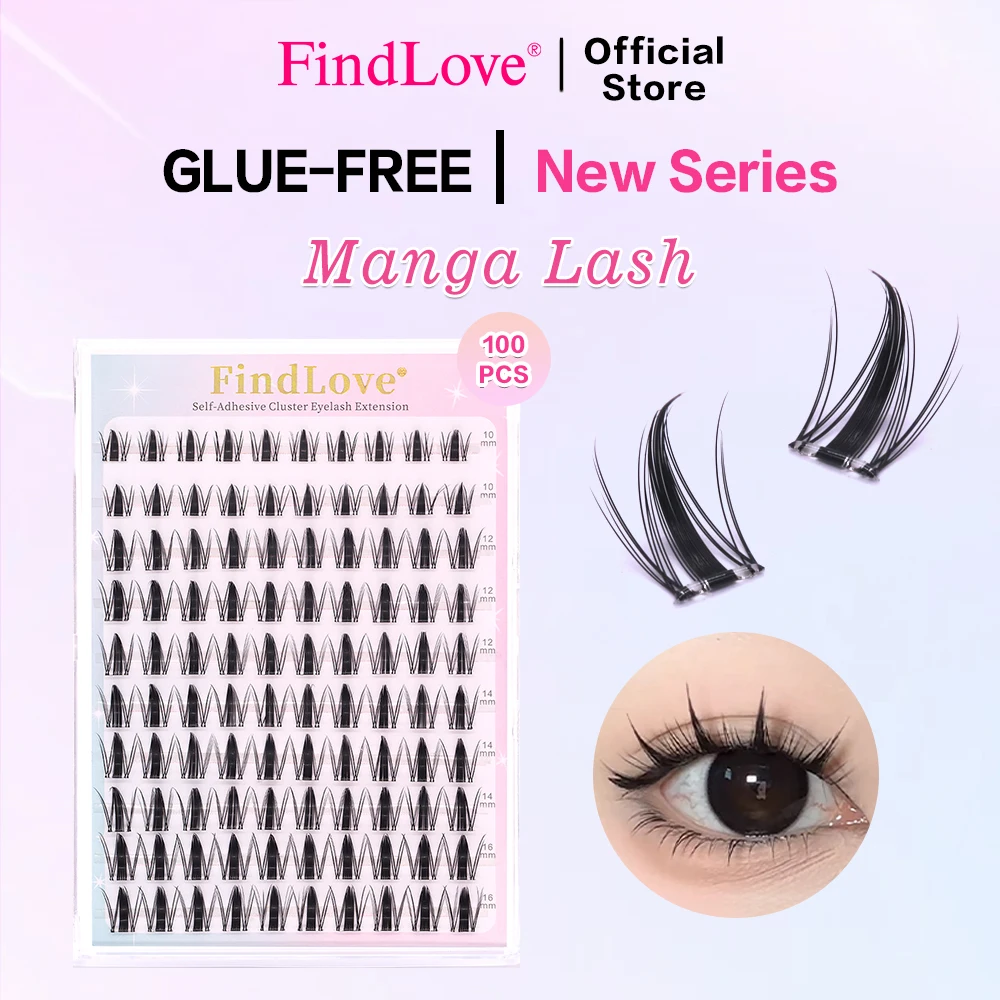

New Thick Style Manga Lash Pre Bond Glue Free Eyelash Extension Reusable 2-3Times Thick Looking Enlarge Eyes Party Makeup