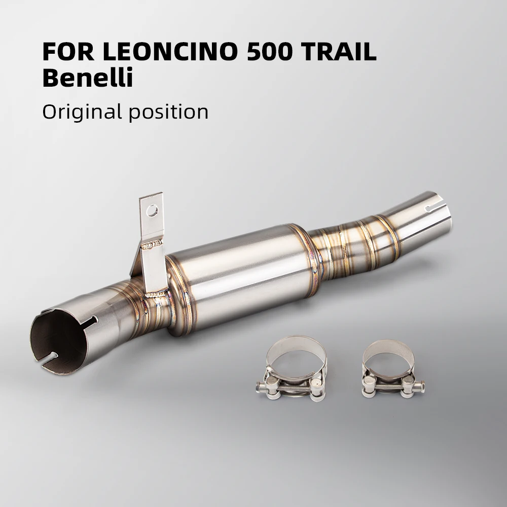 For Leoncino 500 800 Trail Exhaust Pipe Motorcycle Mid Link Pipe Slip On 51mm Escape No Db Killer Reserve Catalyst