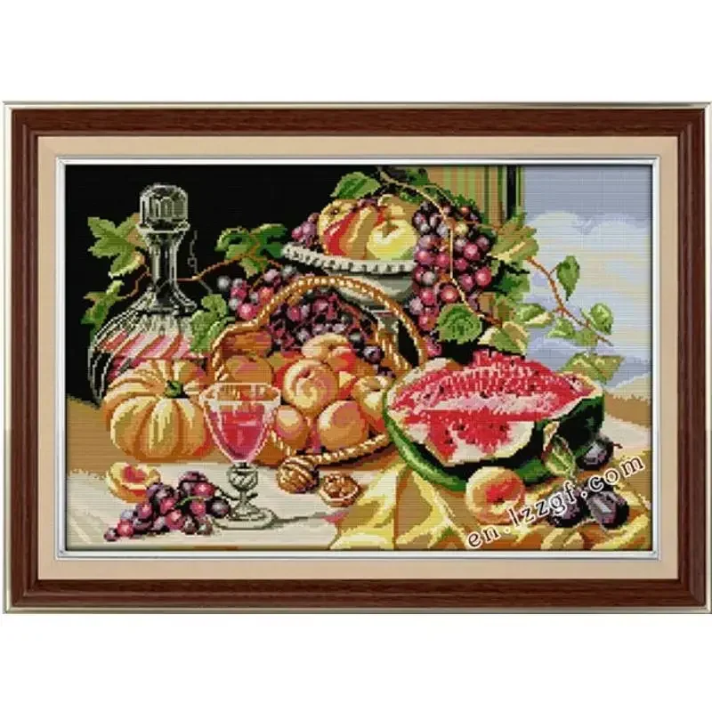 Abundant fruits cross stitch kit flower still life counted fabric 14ct 11ct hand embroidery DIY handmade needlework supplies bag