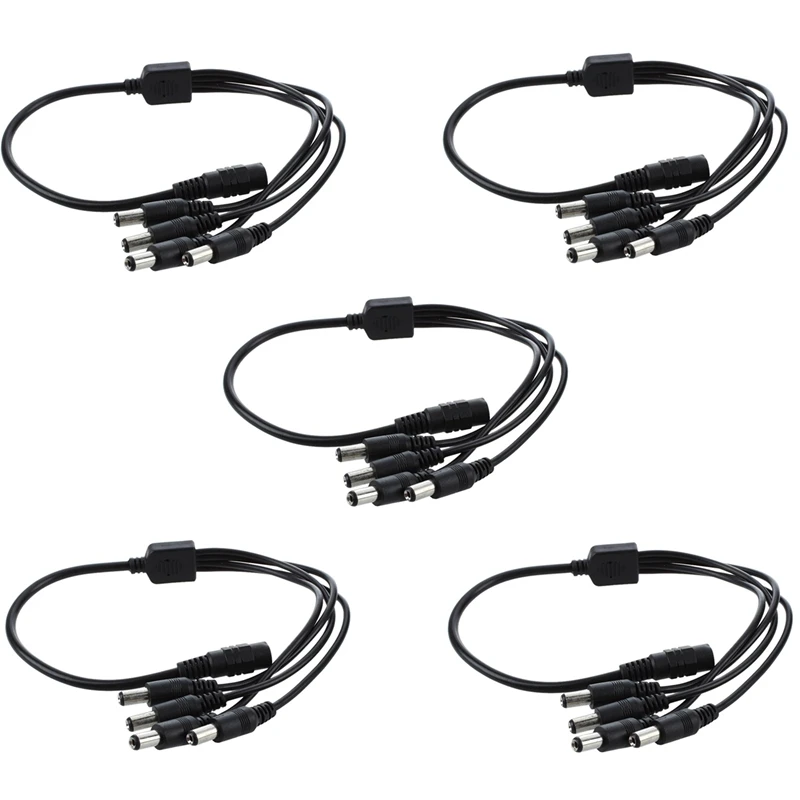 5X 1 To 4 DC Power 4-Port Splitter Adapter Adaptor Cable CCTV Camera