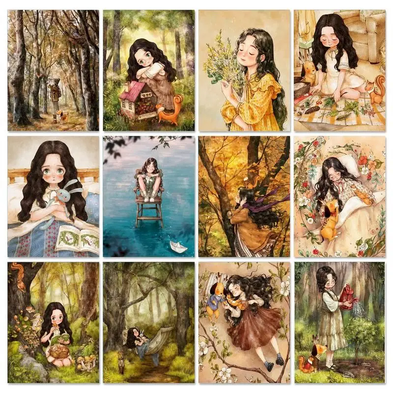 

CHENISTORY Painting By Numbers On Canvas Drawn Girl Diy Kit For Adults Cartoon Drawing Acrylic Paint By Numbers For Home Art Dec
