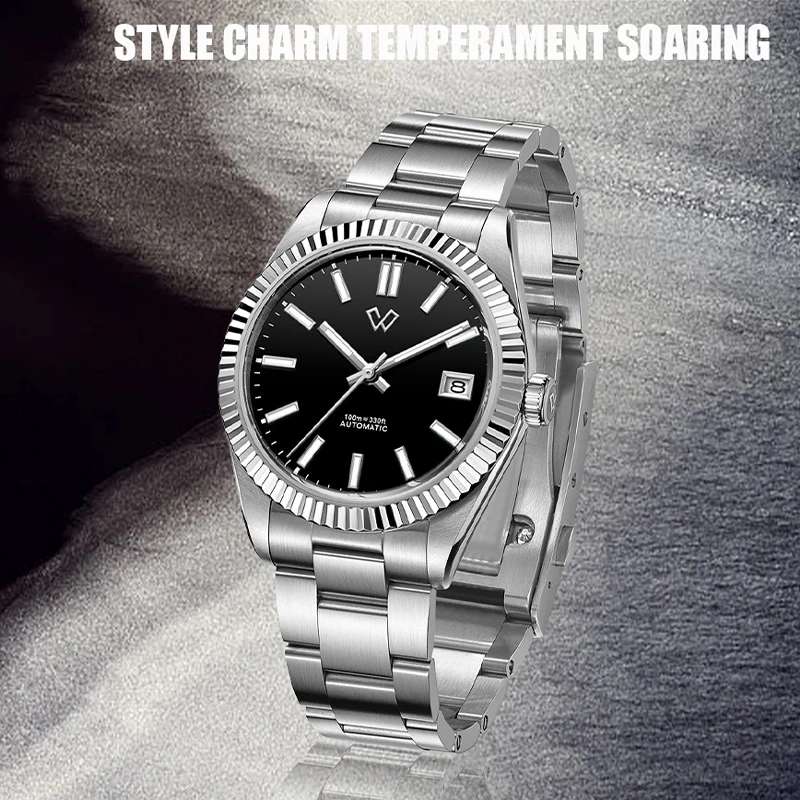 Men's steel strap, fully automatic mechanical watch, fashionable men's waterproof top NH35A movement